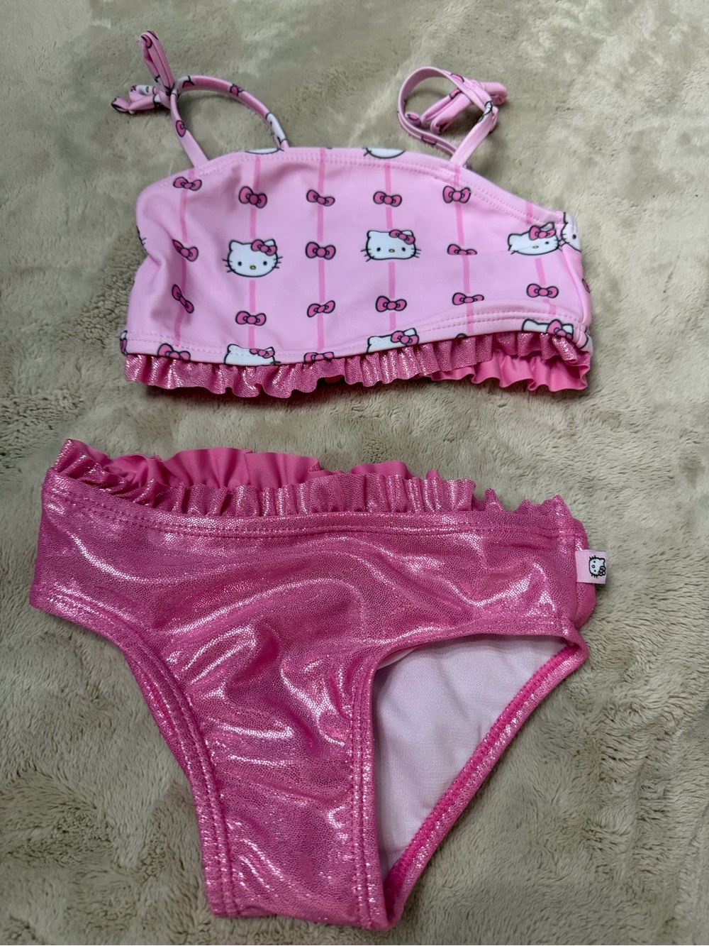 Hello Kitty Pink Shimmer Ruffle Two-Piece Swim Set